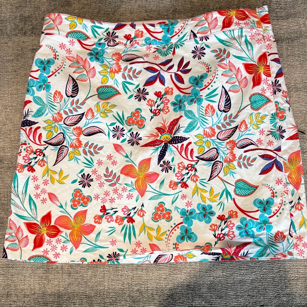 Talbots Skirt 16 Floral Flower Jungle Tropical Pattern